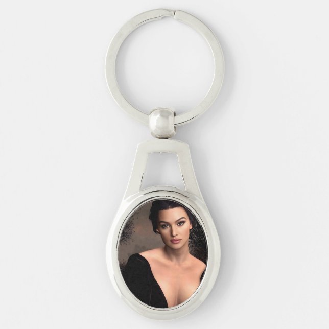 Italian Fall metal keychain Ovalt Silverfärgad Nyckelring (Framsidan)