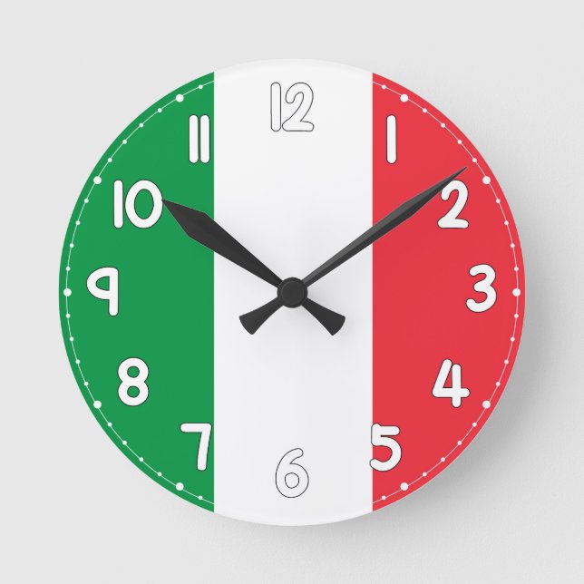 Italian Flag Wall Clock - Flag of Italy Rund Klocka (Framsida)