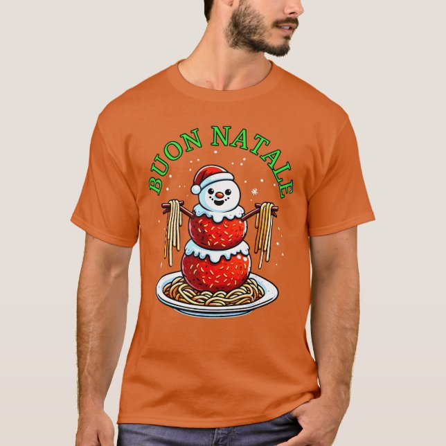 Italian Food Christmas Meatball Snowman Ugly Chris T Shirt (Framsida)