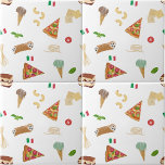 Italian Food Pizza Pasta Tiramisu Kitchen Kakelplatta<br><div class="desc">An Italian food pattern design. A great design for anyone who loves pizza,  pasta,  tiramisu,  cannoli and Italian food. Great gift for a home cook or professional chef. A great Italian food design ideal for party themes,  kitchen décor and personalized gifts.</div>