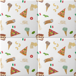 Italian Food Pizza Pasta Tiramisu Kitchen Kakelplatta