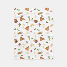 Italian Food Pizza Pasta Tiramisu Pattern Fleecefilt
