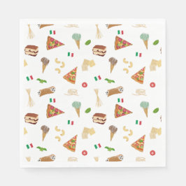 Italian Food Pizza Pasta Tiramisu Pattern Pappersservett
