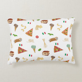 Italian Food Pizza Pasta Tiramisu Pattern Prydnadskudde