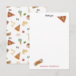 Italian Food Pizza Pasta Tiramisu Pattern Tack Kort