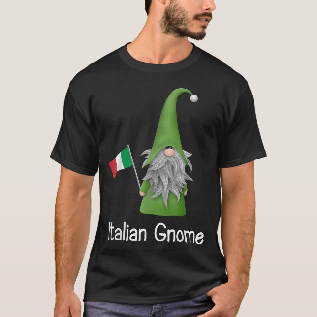  Italian Gnome Holding The Flag Of Italy T Shirt (Framsida)