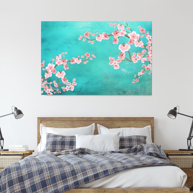 Italian Green Landscape with Soft Cherry Blossoms Canvastryck (Insitu (sovrum))