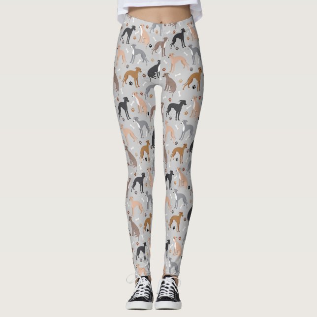 Italian Greyhound Dog Bones and Paws Leggings (Framsida)