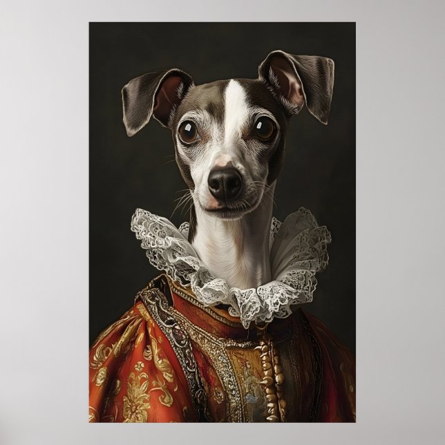 Italian Greyhound Renaissance Portrait, Funny Dog Poster (Framsidan)