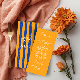 Italian Hand Written Painted Pinstripes Wedding Meny