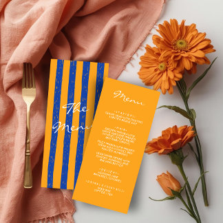 Italian Hand Written Painted Pinstripes Wedding Meny