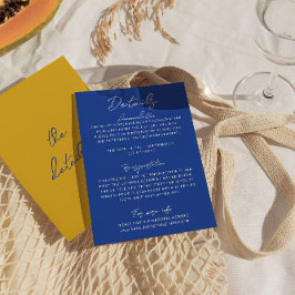 Italian Hand Written Yellow Blue Wedding Details Tilläggskort