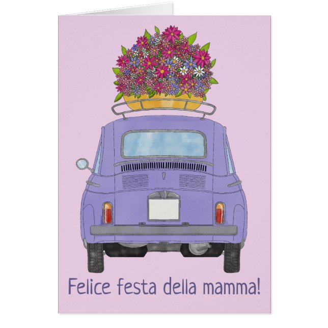 italian Happy Mother’s Day Fiat 500 Hälsningskort (Framsidan)