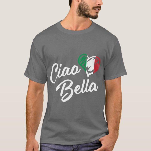 Italian Heart Ciao Bella Script Cute Italia friend T Shirt (Framsida)