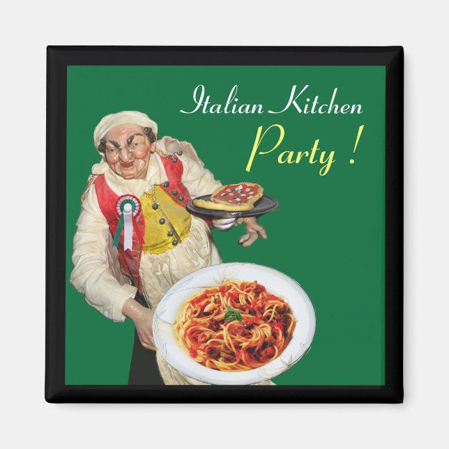 ITALIAN KITCHEN,grönt Magnet (Framsidan)
