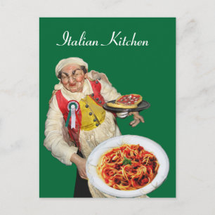 ITALIAN KITCHEN Grönt Recipe Vykort