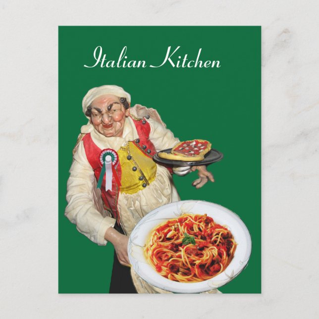 ITALIAN KITCHEN Grönt Recipe Vykort (Framsida)