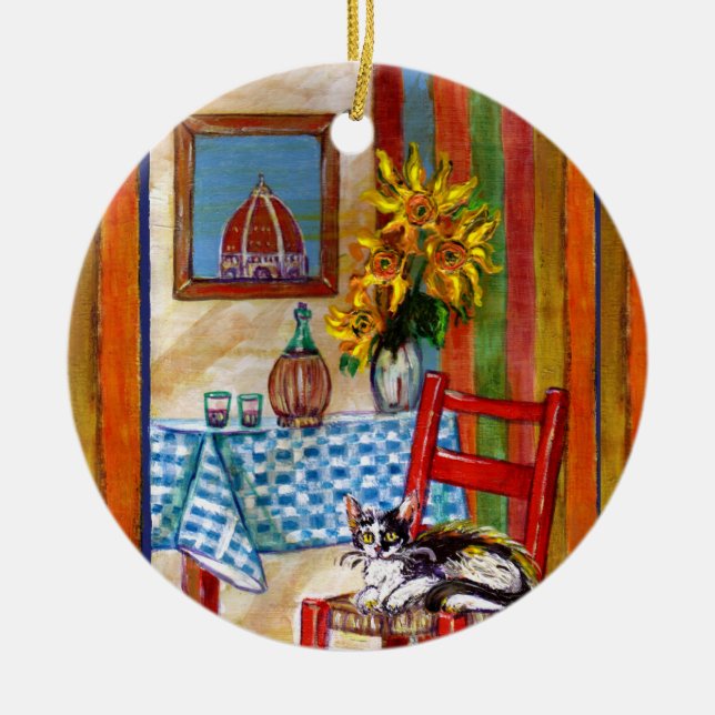 ITALIAN KITCHEN IN FLORENCE I kärlek Toscany Ruby Julgransprydnad Keramik (Framsidan)