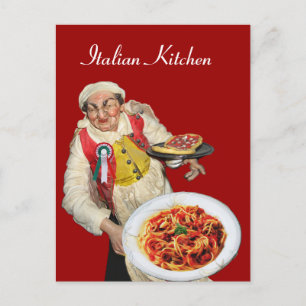 ITALIAN KITCHEN Red Recipe Vykort