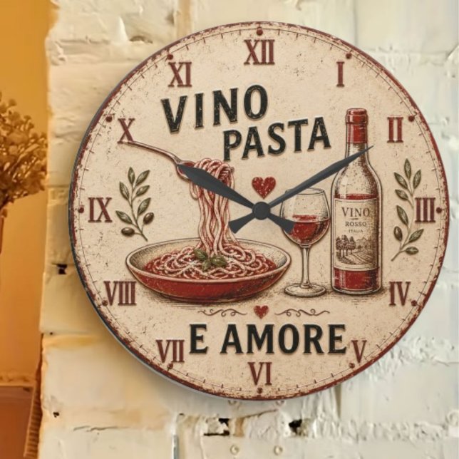 Italian Kitchen Rustic Wine & Pasta Farmhouse Stor Klocka (Skapare uppladdad)