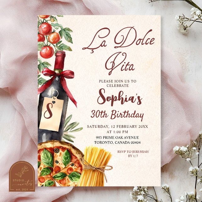 Italian La Dolce Vita Adult Birthday Invitation Inbjudningar (Skapare uppladdad)