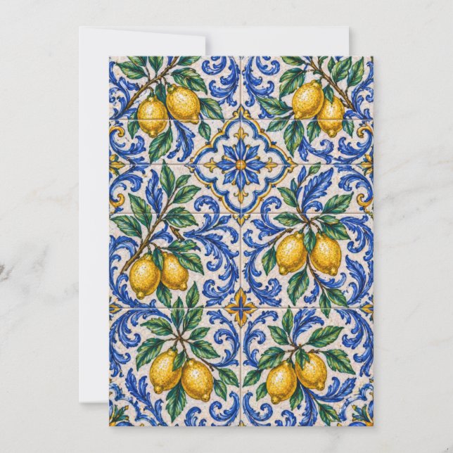 Italian Lemon Azulejo Tile Inbjudningar (Framsida)