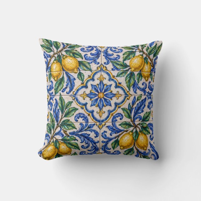 Italian Lemon Azulejo Tile Kudde (Framsida)