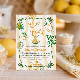 Italian Lemon Ciao Baby Pasta & Pizza Baby Shower Inbjudningar