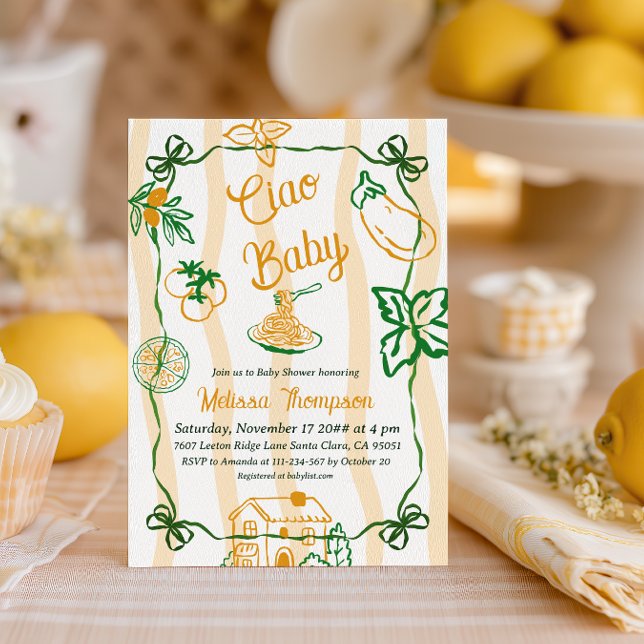 Italian Lemon Ciao Baby Pasta & Pizza Baby Shower Inbjudningar (Skapare uppladdad)