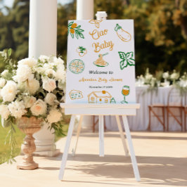 Italian Lemon Ciao Baby Pasta & Pizza Baby Shower Poster