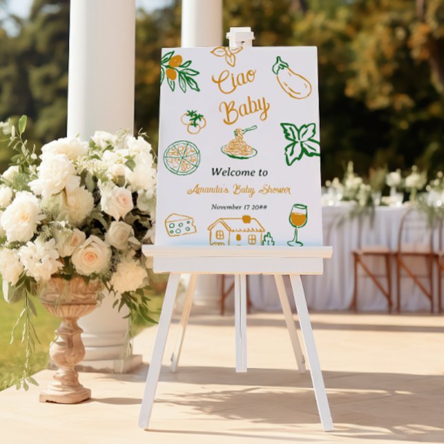 Italian Lemon Ciao Baby Pasta & Pizza Baby Shower Poster (Skapare uppladdad)