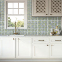 Italian Lemon Citrus Blue Majolica Tile Pattern