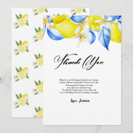 Italian Lemon Floral Bridal Shower thank you Inbjudningar