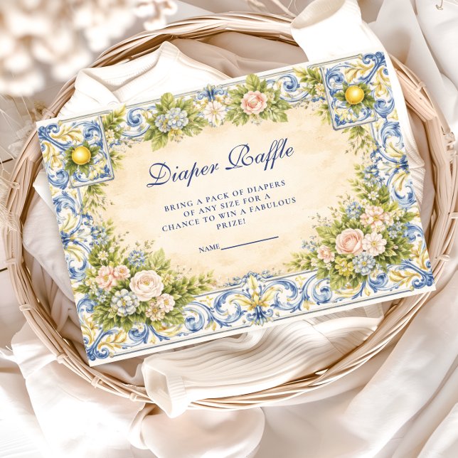 Italian Lemon Floral Frame Diapper Raffle Tilläggskort (Skapare uppladdad)