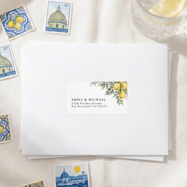 Italian Lemon Return Address Label Adressetikett (Skapare uppladdad)