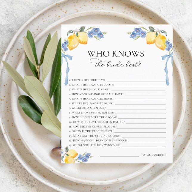 Italian Lemons Bows Who Knows the Bride Best Game (Skapare uppladdad)