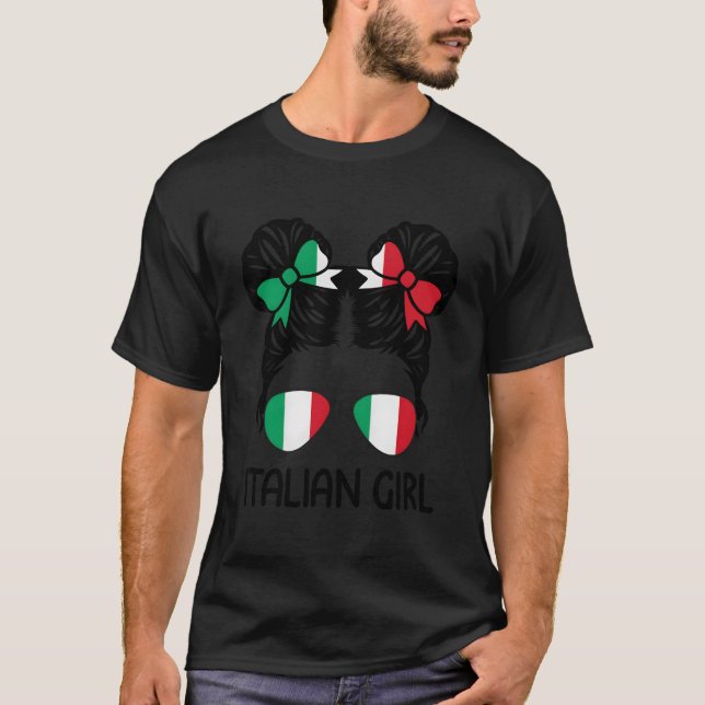 Italian Messy Hair Italy Pride Patriotic T Shirt (Framsida)