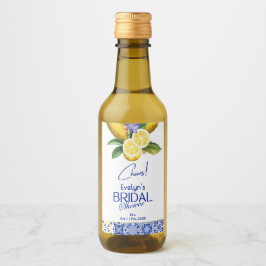 Italian Mosaic Blue Tile & Lemons Bridal Shower Vinetikett
