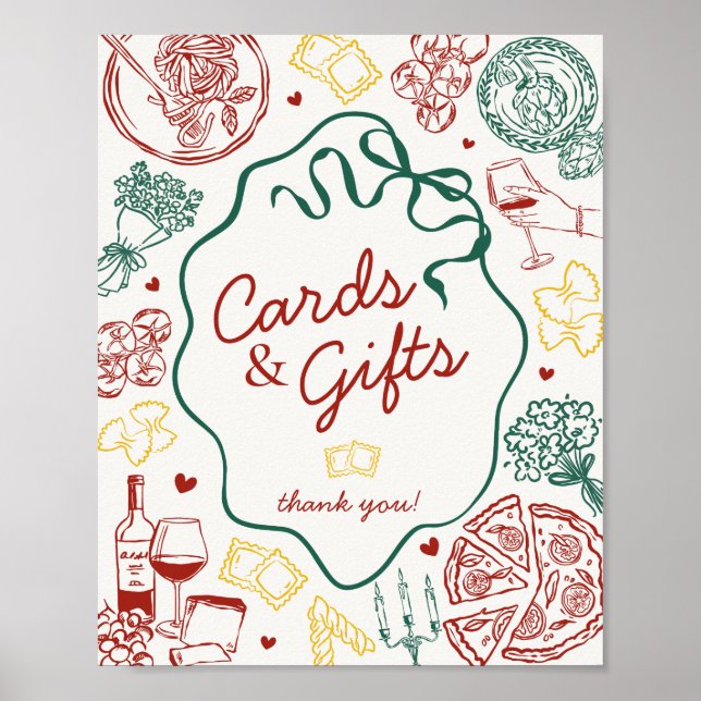 Italian Pasta Dinner Party Cards and Gifts Sign Poster (Framsidan)