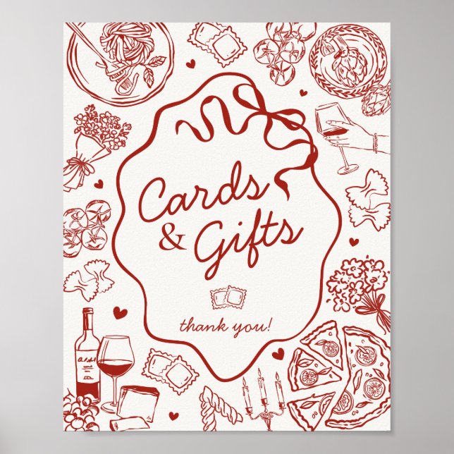 Italian Pasta Party Cards and Gifts Sign Poster (Framsidan)
