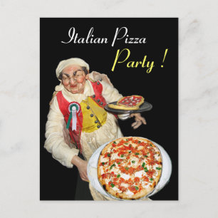 ITALIAN PIZZA PARTY Black Recipe Vykort