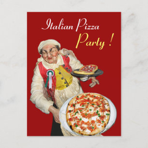 ITALIAN PIZZA PARTY Red Recipe Vykort