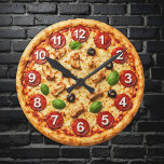 Italian Pizzeria Pizza Kitchen or Restaurant Round Rund Klocka<br><div class="desc">Bring the warm,  inviting atmosphere of an authentic Italian kitchen into your space with this Italian Pizzeria Pizza Kitchen or Restaurant Round Large Clock. Inspired by classic Italian pizzerias,  this stylish wall clock adds a delicious touch of culinary charm to any kitchen,  dining area,  café,  or restaurant.</div>