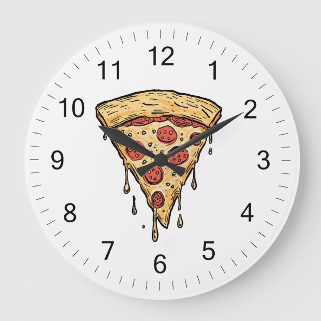 Italian Pizzeria Pizza Kitchen or Restaurant Round Stor Klocka (Framsida)
