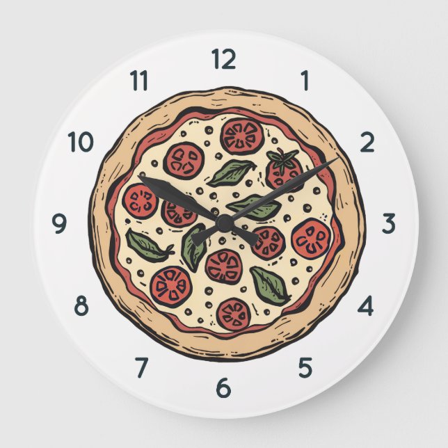 Italian Pizzeria Pizza Kitchen or Restaurant Round Stor Klocka (Framsida)