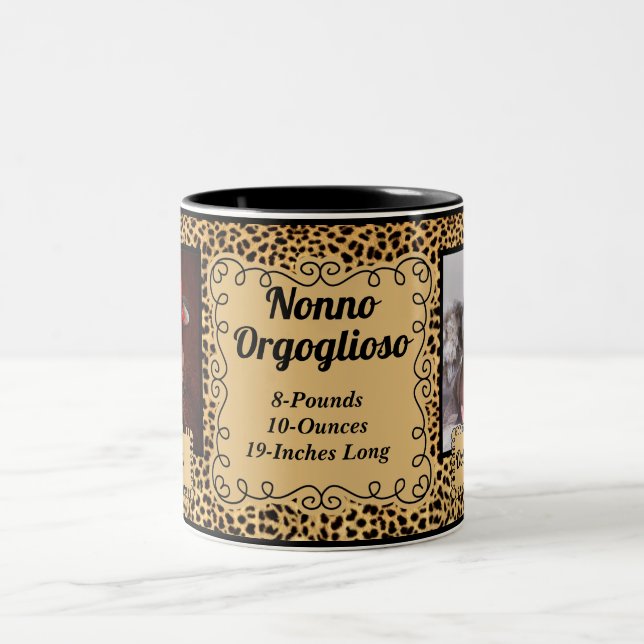 ITALIAN Proud Grandfather Cheetah 2 Photo Två-Tonad Mugg (Center)