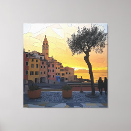 Italian Riviera Sunset Art - Canvas Print