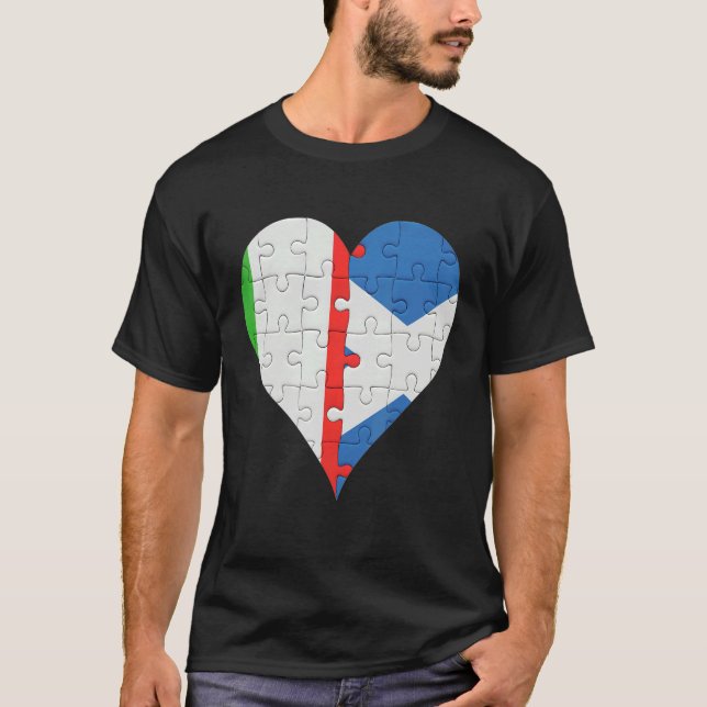 Italian Scottish Flag Heart T Shirt (Framsida)