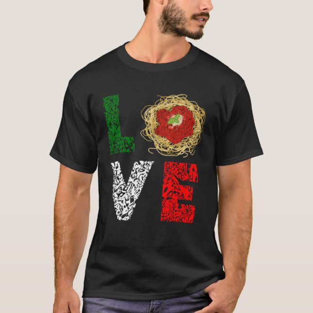 Italian Spaghetti Bolognese Parmesan Pasta Noodle  T Shirt (Framsida)
