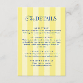 Italian Striped Blue & Yellow Wedding Details Tilläggskort